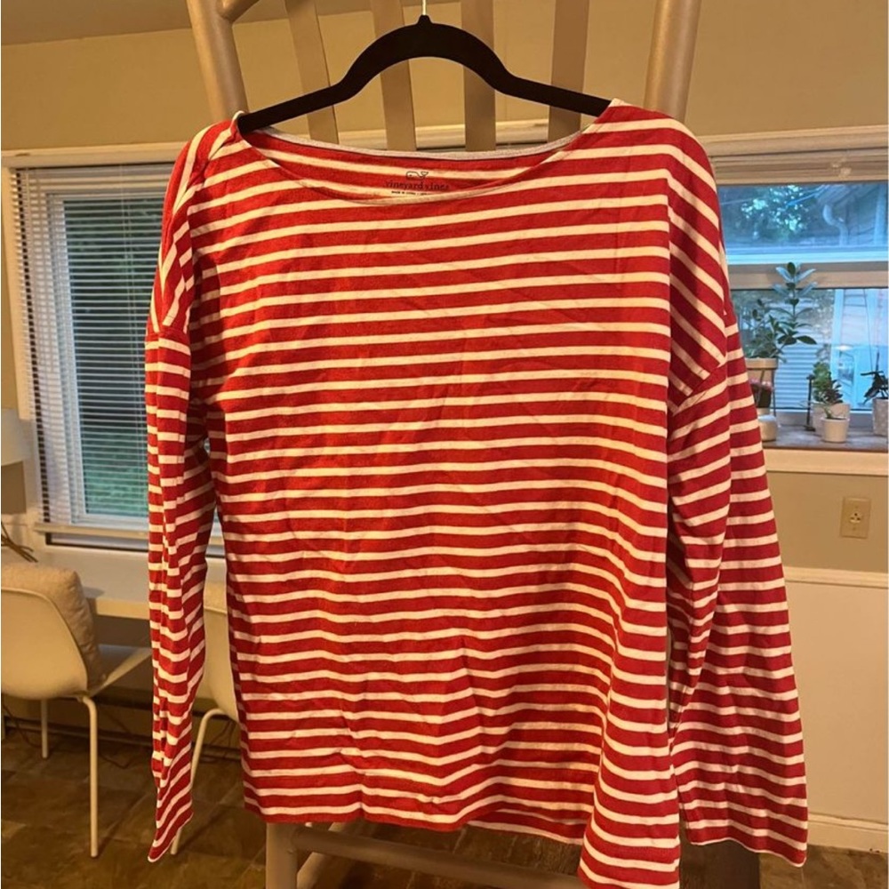 Vineyard Vines Womens Sweater Top Shirt Large Red Striped